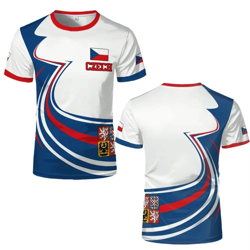Men's breathable polo shirt, Czech Republic flag color matching printed fan shirt view 6