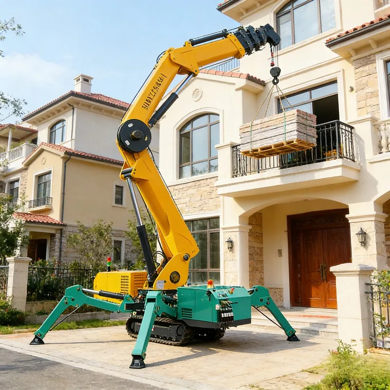 Online Wholesale 12 Ton Small Spider Crane Fullautomatic 5 Section Telescopic Boom Core Incl. Motor Pump Bearing Gearing Farm