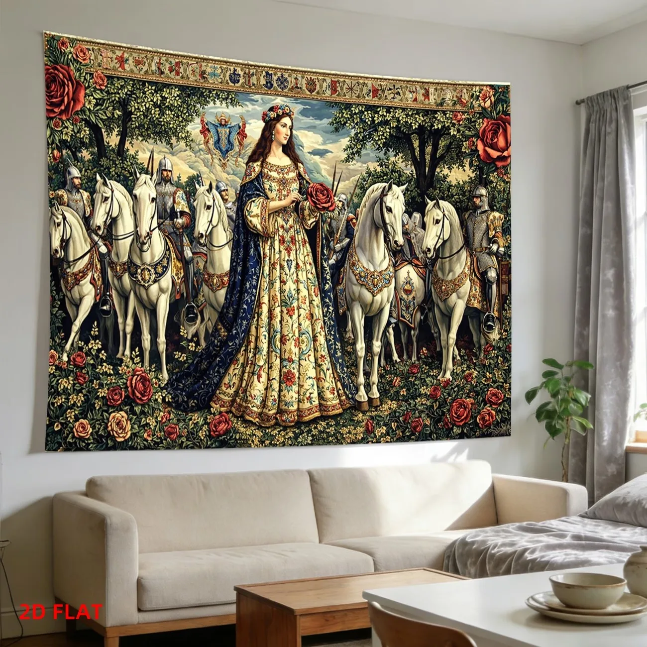VIKAMA Medieval Knight Tapestry - Retro Heraldry Wall Hanging Decor - Artistic Decoration for Bedroom and Living Room