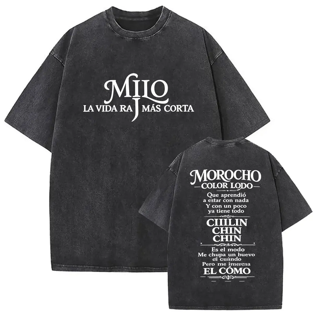 Milo J La Vida Era Mas Corta Tour 2026 Vintage Washed T Shirt Men Women Clothing Casual Cotton Oversized Short Sleeve T-shirts
