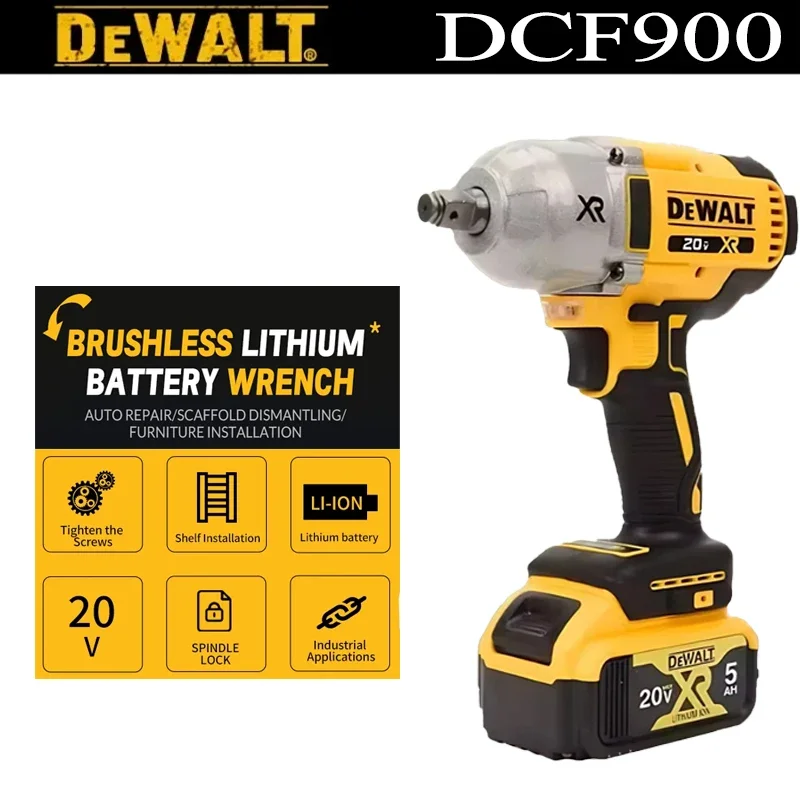 

Original 20V DEWALT DCF900 1/2In Brushless Cordless High Torque Impact Wrench Anvil Power Tools，for DEWALT battery