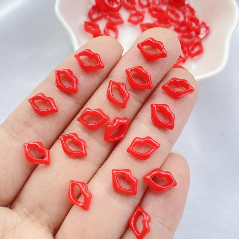 100Pcs Mixed Nail Art Resin Cartoon 6 * 9mm Lips Series Charms Rhinestones DIY Craft For Nail 3D Decorations Jewelry
