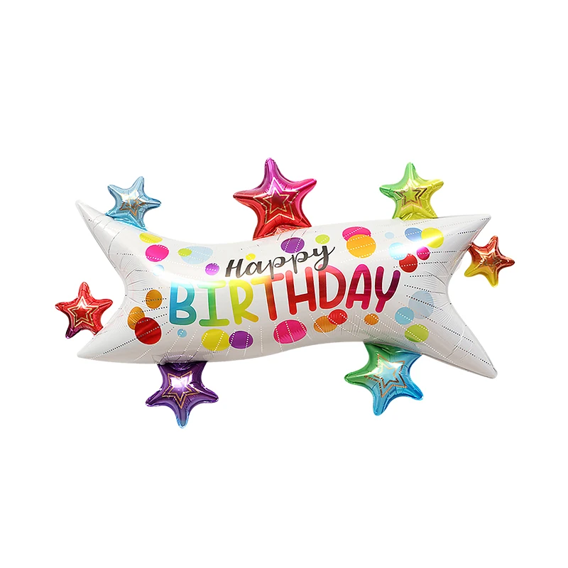 (1Pc) Birthday Party Theme Creative Balloon Gradient Color Banner Birthday Hat Birthday Cake Gift Box Cartoon Shape Aluminum Film Balloon