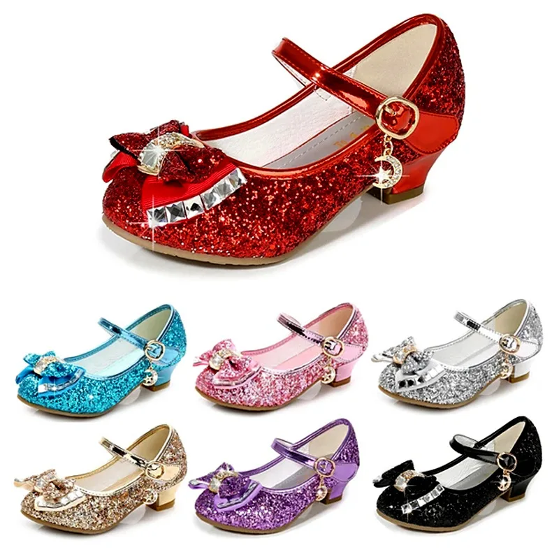 Autumn Girls' Bow Knot Rhinestone Decoration Soft Sole Princess Shoes Children's Fashion Shallow Mouth Comfortable Dance Shoes