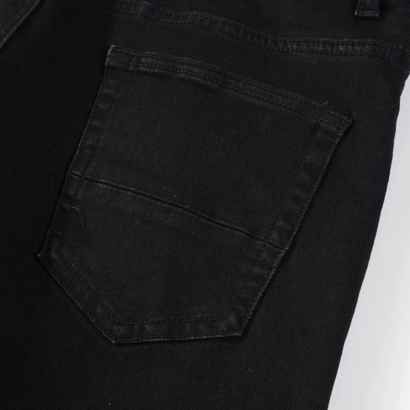 

Designer fashion new men's jeans washed retro elastic slim fit black leggings high street hip-hop brand pencil pants Y2K
