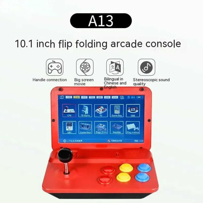 10 Inch Retro Game Foldable Video Game Joystick 64G Built-in 10000+ Game Arcade Console Gamepad Output Detachable