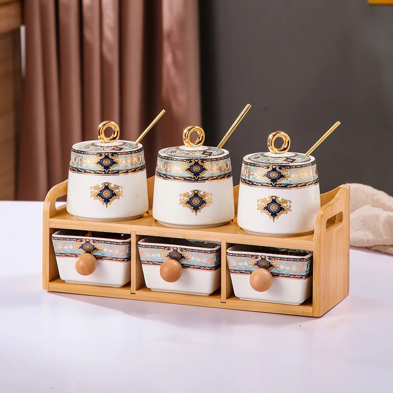 

Ceramic seasoning box home kitchen high-end seasoning jar seasoning bottle can oil, salt sauce and vinegar