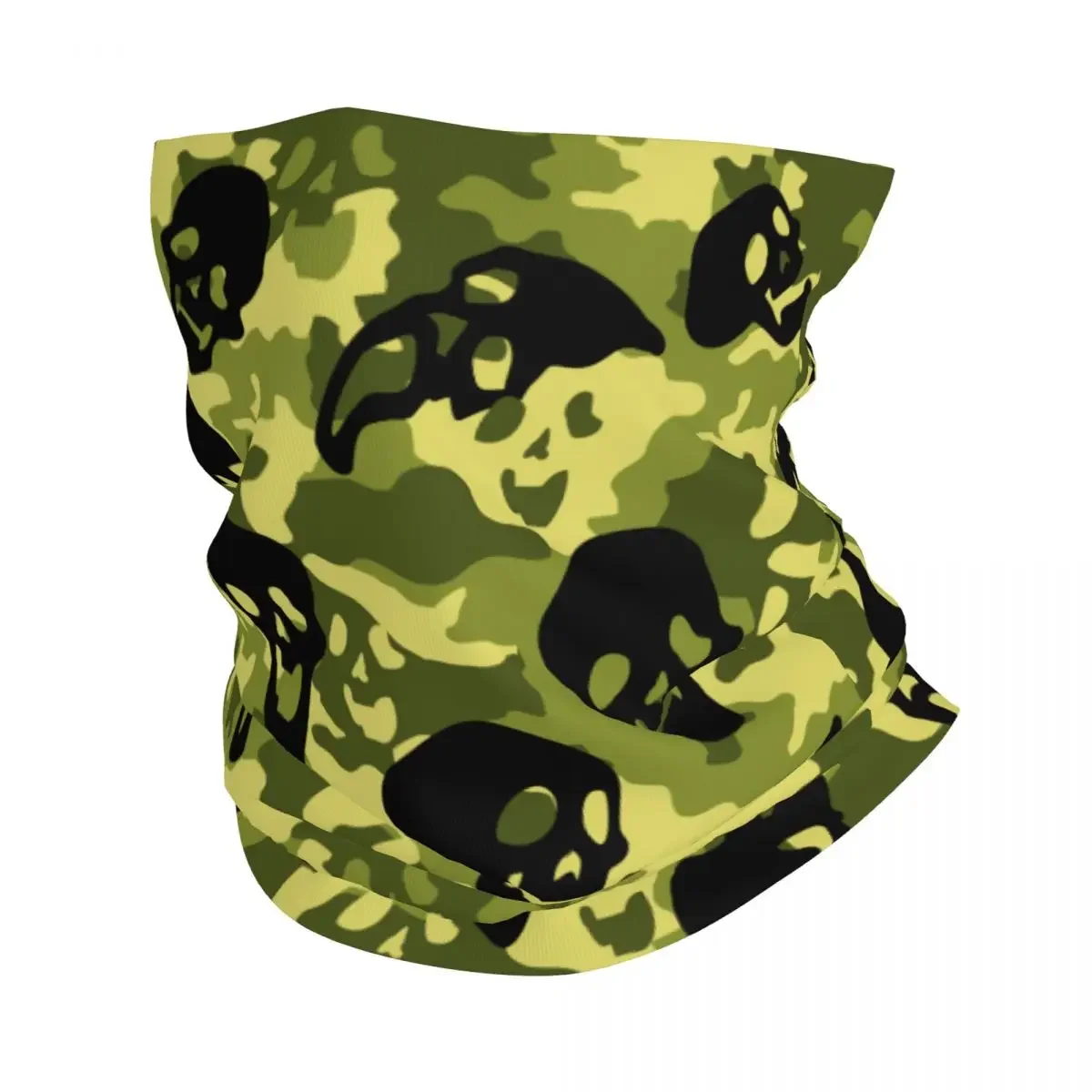 Bandana con textura de camuflaje y calavera, cubierta para el cuello, pasamontañas de camuflaje verde estampado, máscara, bufanda, diadema multiusos para correr, Unisex para adultos