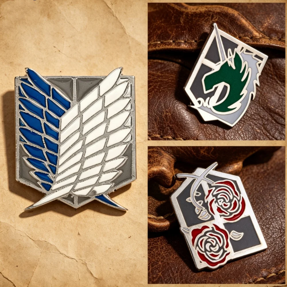 3Pcs/Set  Attacks Titans Enamel Brooch Wings Of Freedom Scout Regiment Metal Badge Lapel Backpack Pin Clothing Jewelry Gifts