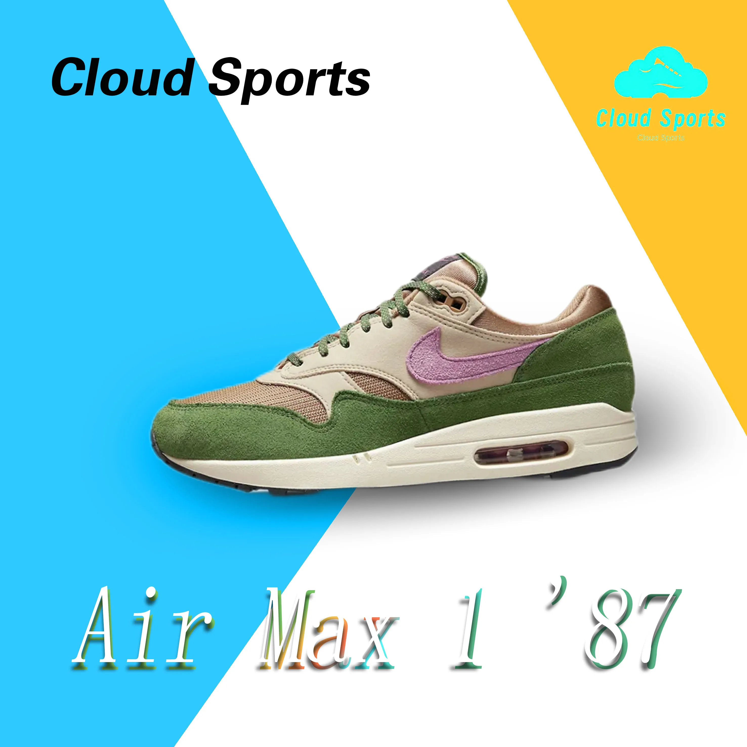 Nike New Air Max 1 '87 Men's Sneakers winter Fashionable and comfortable casual shoes Lightweight and wearable Green