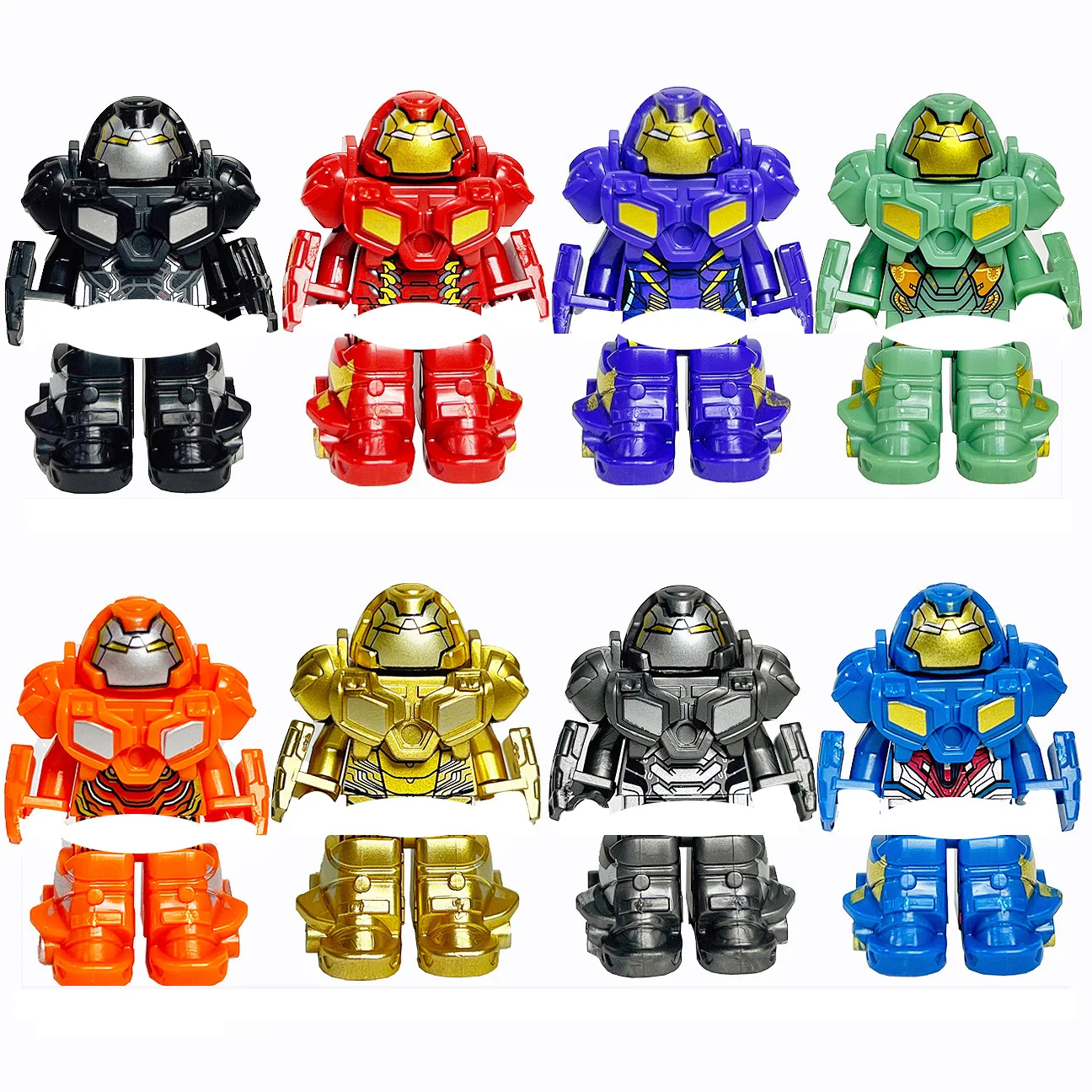 8-piece set of Marvel anime characters, building block superheroes, Spider Man, Iron Man, mini building block humanoid dolls