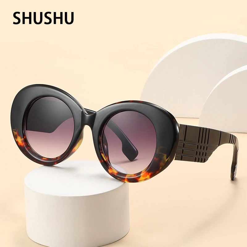 FC111 Oversized Oval Sunglasses Women Trend Punk Sun Glasses Gradient Color Retro Sunshade Mirror Fashion Stripe Shades Uv400