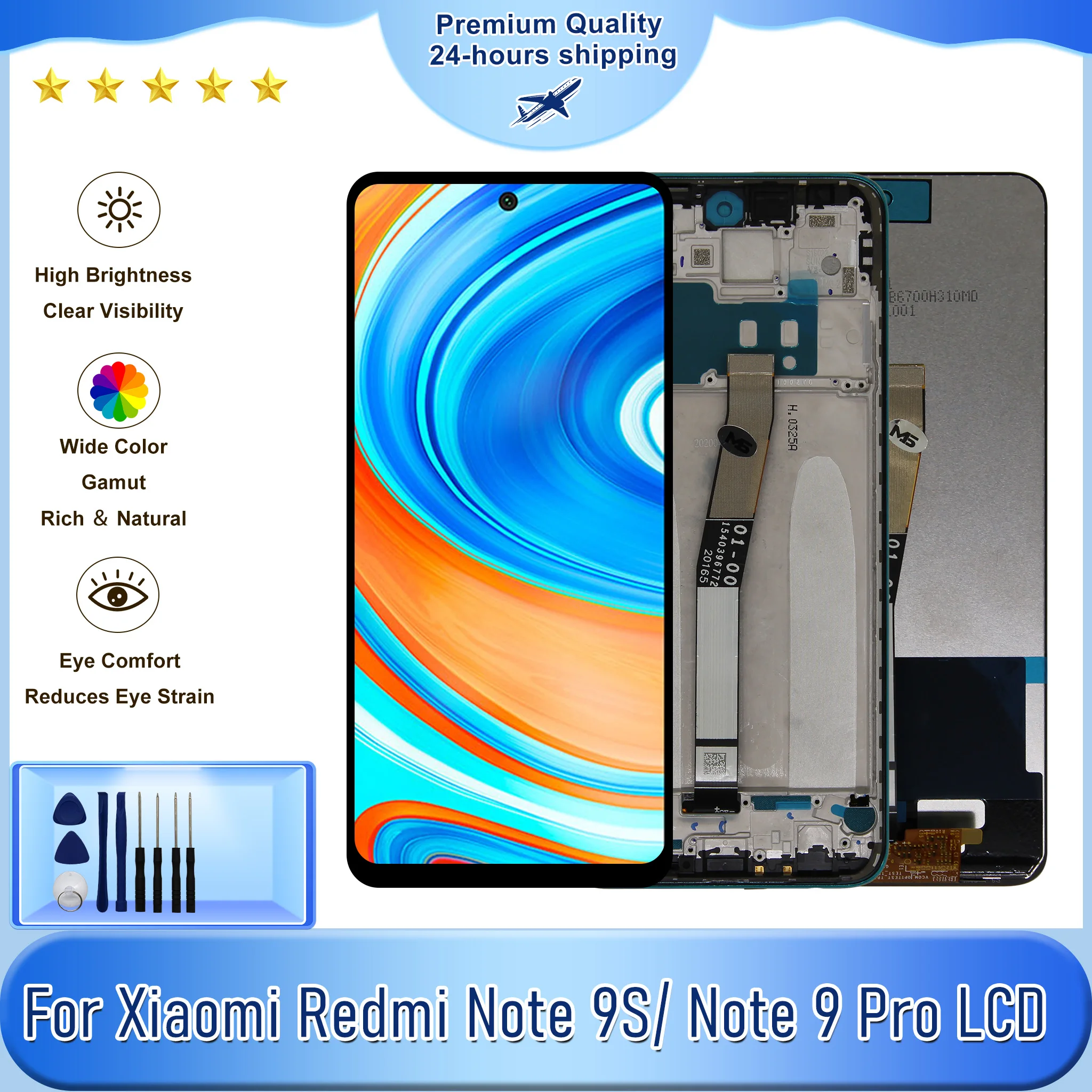 IPS LCD For Xiaomi Redmi Note 9 Pro Display M2003J6B2G Touch Panel Screen For Redmi Note 9S LCD M2003J6A1G Digitizer Replacement