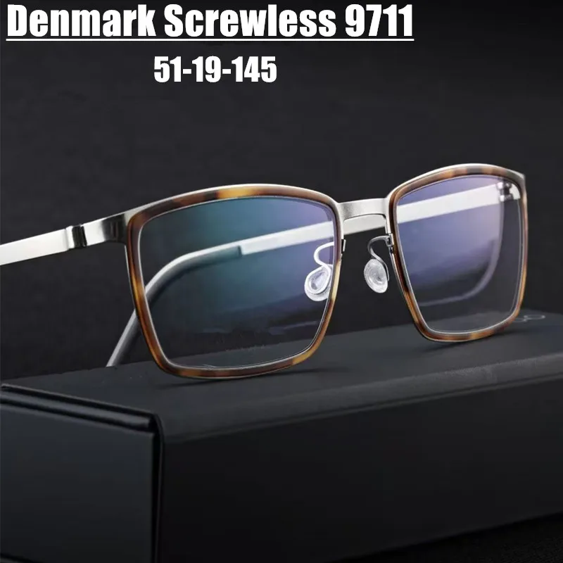 Classic Square Glasses Frame Men Rectangle Eyeglasses 9711 Women Titanium Strip Denmark Brand Design Eyewear Fashion Spectacles