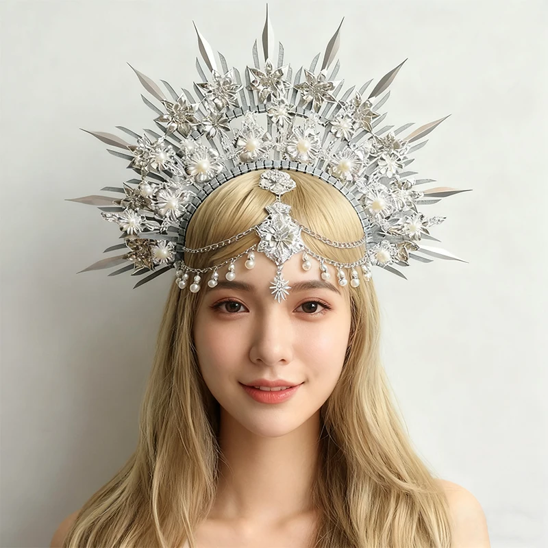 

Unfinished Lolita Tiara Crown Church Mary Sun Goddess Halo Crown Tiara DIY Making Kit Baroque Headpiece DIY Material Package