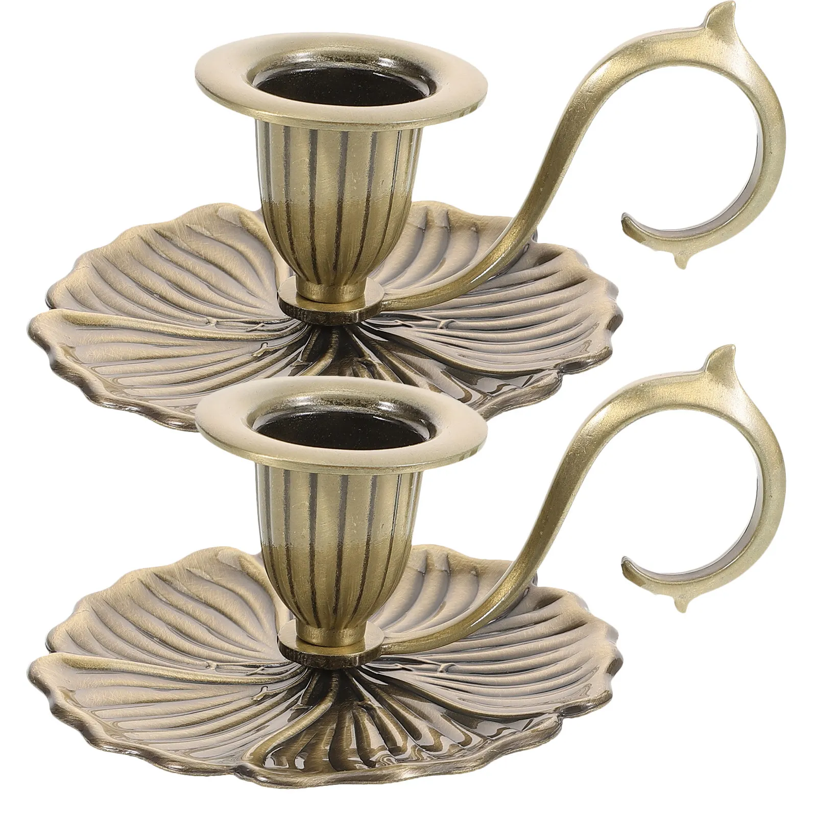 2Pcs Vintage European Style Metal Candlestick Stand Retro Taper Holder for Wedding Table Centerpiece Fireplace Mantle
