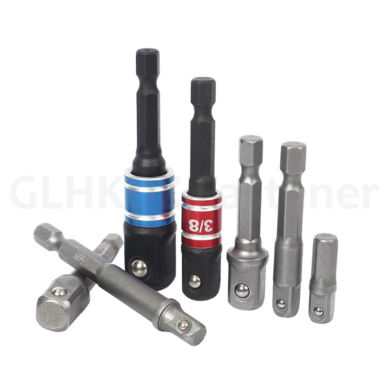 25-150mm 크롬 바나듐 강철 드릴 소켓 어댑터 육각 섕크 1/4 3/8 1/2 스퀘어 헤드 연장 드릴 비트 바 변환로드