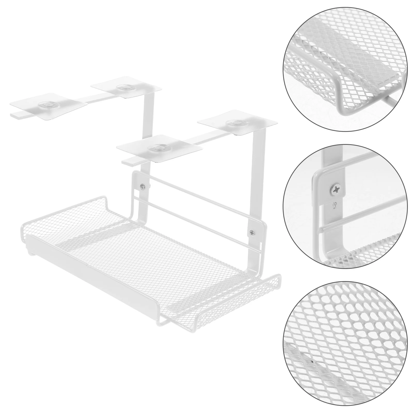 

The Wire under Table Cable Management Rack Electrical Cord Storage Metal Wires Tray Organizer for Desk White Desktop Keeper