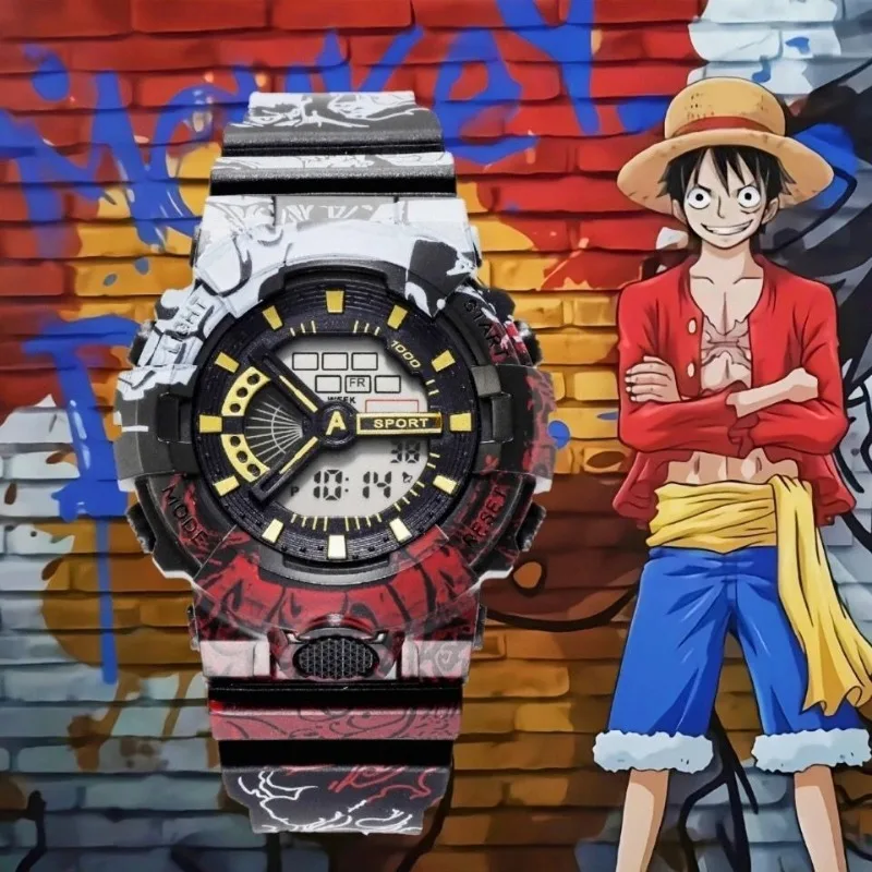 One Piece Anime Luffy Student Waterproof Wrist Watch Boy Girl Fashion Electronic Watch Sports Chronograph Watch Birthday Gifts