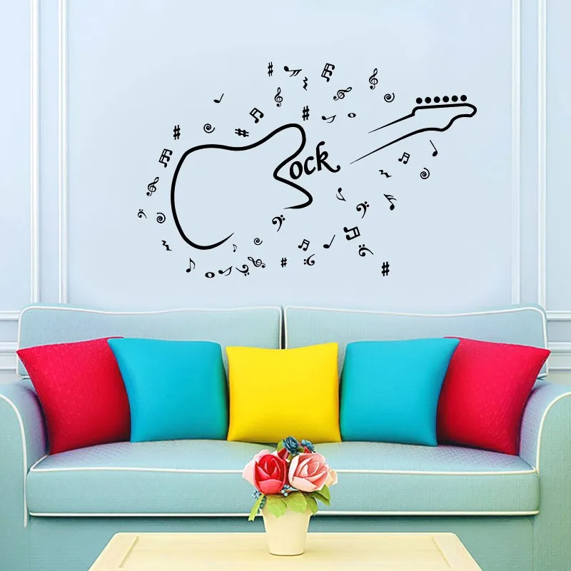 Vinyl Multi Color Wall Decal Electric Guitar Notes Musical Instrument Music School Decal Wall Decal Home Decoration Wall Decal44