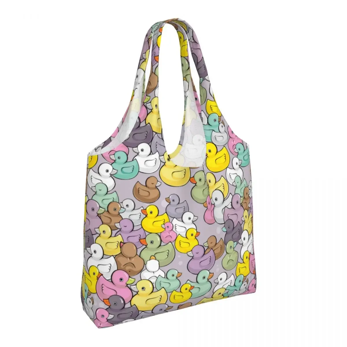 Custom Colorful Baby Ducks Grocery Shopping Tote Bag Women Custom Canvas Shoulder Shopper Bags Big Capacity Handbags