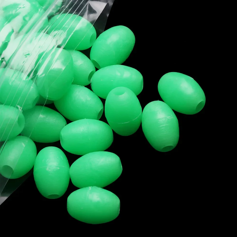10 ~ 500 Stück Angeln Glow Stopper Perlen 4x6mm/6x8mm/8x12mm Fluoreszierende weiche Perlen Glow-in-the-Dark Spacer Perlen für künstliche Köder – Detail 9