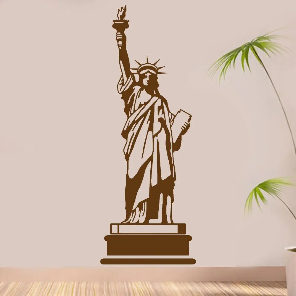 Duży rozmiar New York Landmark Building Statua Wolności Naklejka ścienna Home Decor Salon Winyl Usuwalny Czarny Mural E6810 — zdjęcie 3