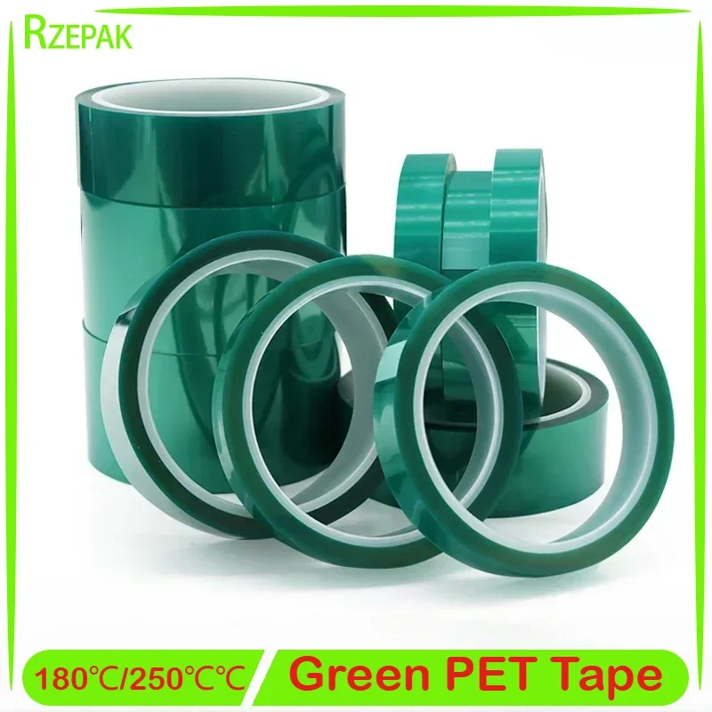 3 5 10 15 20 30 40 50mm Green PET Film Tape High Temperature Heat Resistant PCB Solder SMT Plating Shield Insulation Protection