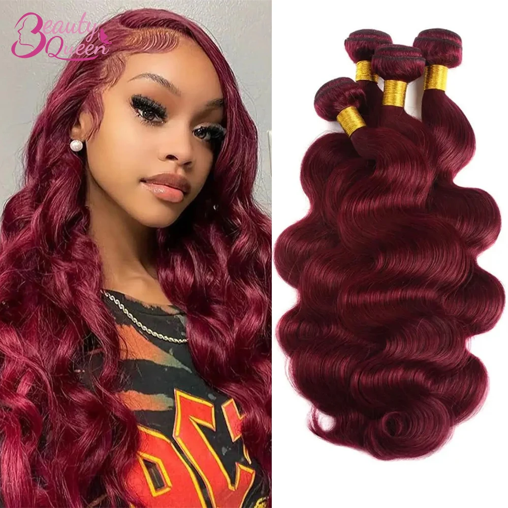 Fasci di onde del corpo fasci di capelli umani bordeaux 99J 99J fasci di capelli di colore rosso 1/3 pezzi offerte estensioni di fasci di tessuto di capelli brasiliani