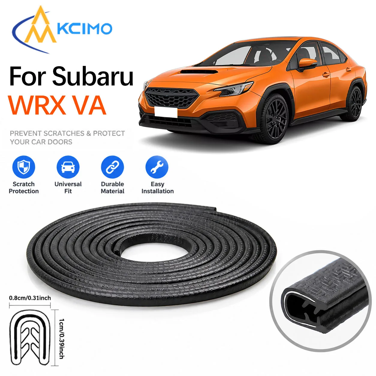 Car Door Edge Anti Scratch Guard For Subaru WRX VA 2015-2021 PVC Seal Strip With Built‑in Steel Sheet