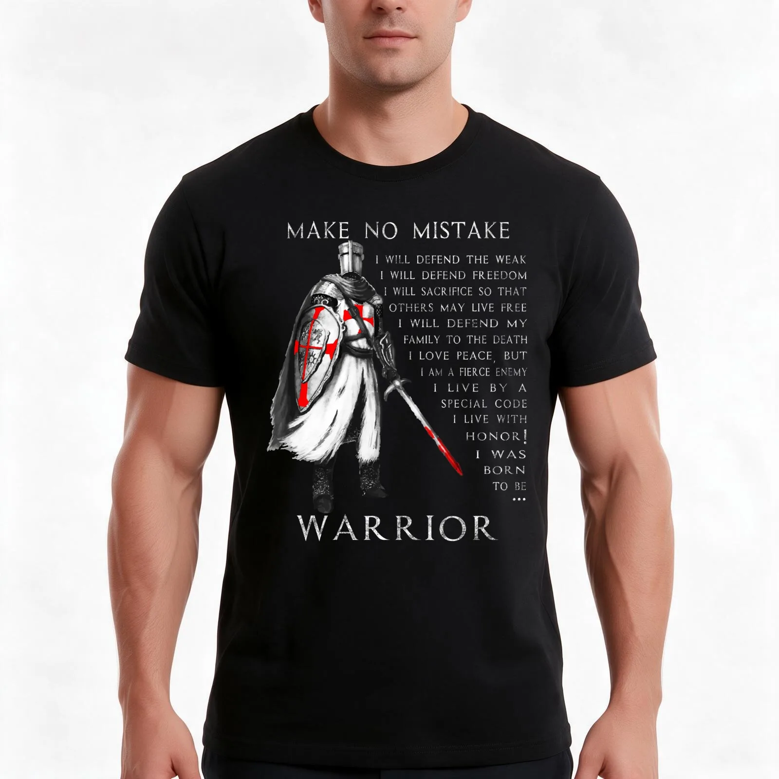 Knights Templar Message T-Shirt, Summer Casual Cotton Tee, Oversized Streetwear Tops, Vintage Graphic Print, Unisex Men Women