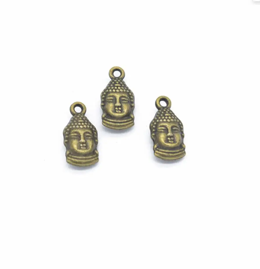 60pcs Charms Buddha Head 16x7mm Tibetan Bronze Silver Color Pendants Antique Jewelry Making DIY Handmade Craft F0223