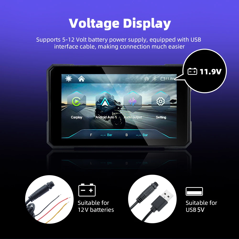Maxca 5 inch Rotatable Motorcycle Screen with Apple Carplay