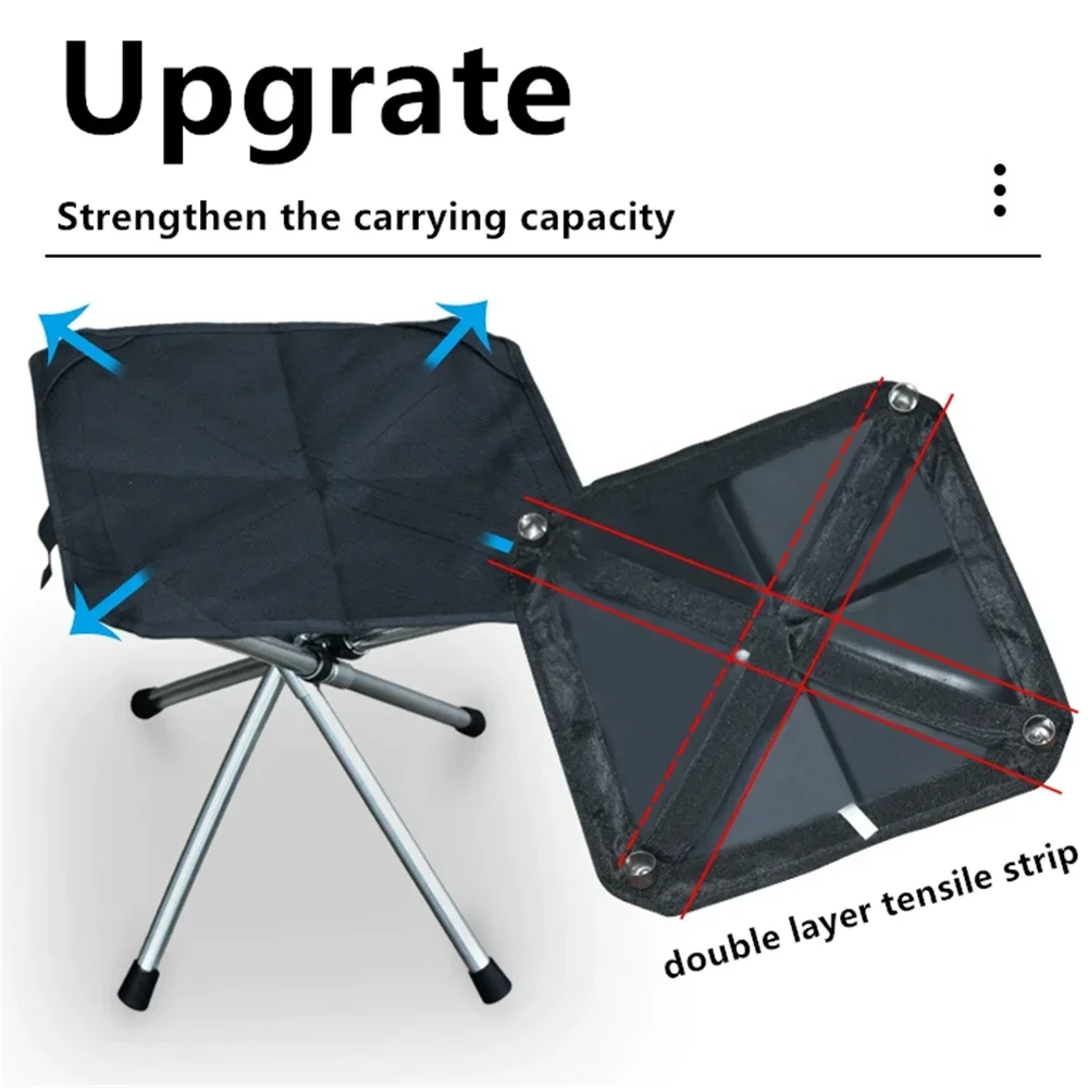 

Outdoor Folding Picnic Camping Chair Stainless Steel Fishing Chair Barbecue Collapsible Seat Travel Hiking Stool Max Load 150KG