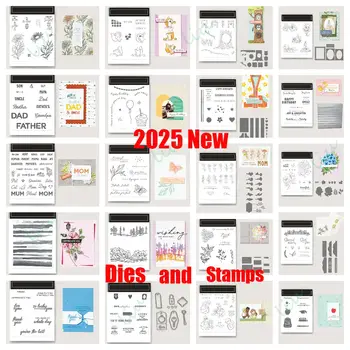 Kovové vyřezávací šablony a razítka, šablony, dekorace do deníku pro kutily, blahopřání, ručně vyráběný vánoční dárek 2025, nové květiny a tráva 10 nejlepší prodej razítka a matrice - №7