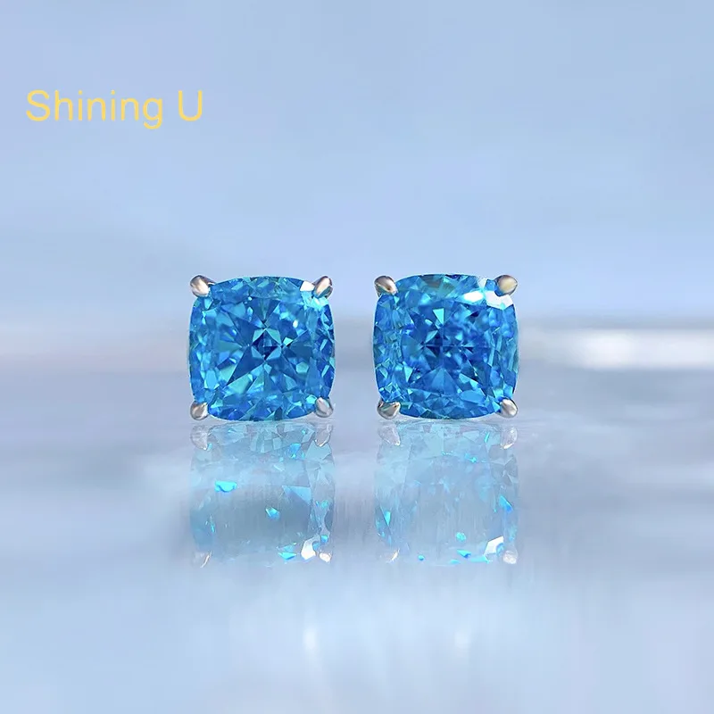 

Сияющие U S925 серебро 1,5 карата 7*7 мм розово-желтые высокоуглеродистые серьги-гвоздики с драгоценными камнями и бриллиантами для женщин ювелирные изделия на годовщину