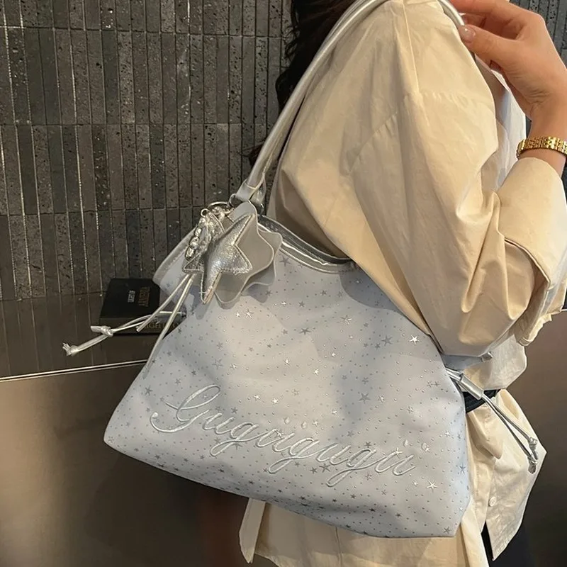 Women Star Pattern Shoulder Tote Bag Large Capacity Casual Hobo Handbag for Daily Work Travel Weekend Use view 4