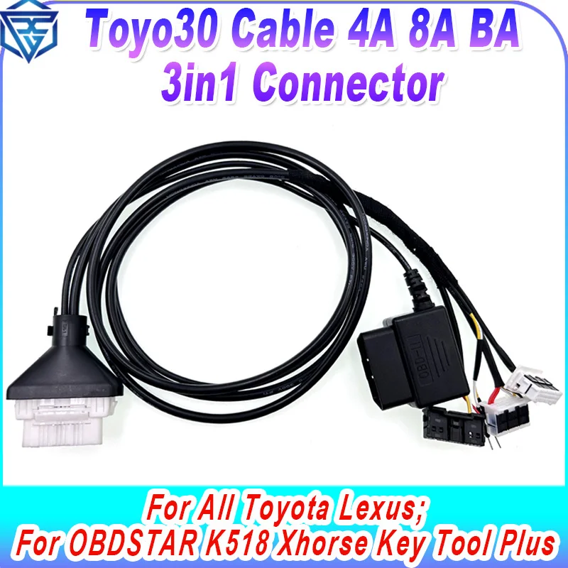 

Toyo30 3in1 Cable 4A 8A BA Connector Smart Key Cable 16pin OBD Cable for OBDSTAR K518 Xhorse Key Tool Plus for Toyota / Lexus