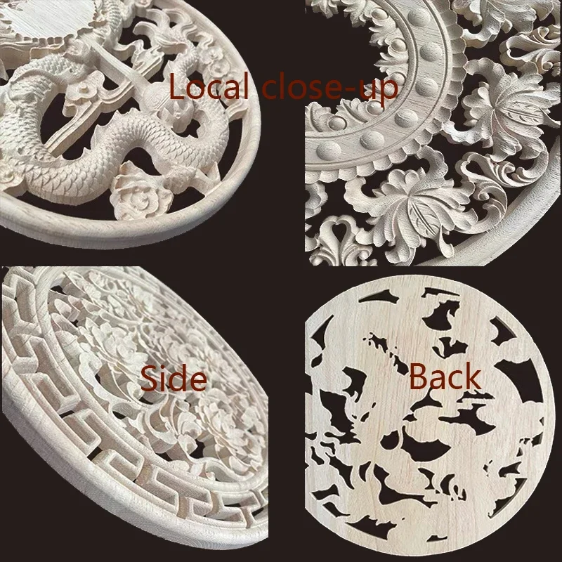 Wooden Appliques for Furniture Unpainted Wood Carved Decal Corner Onlay Figurines for Decor Home Decoration Wood Flower Crafting