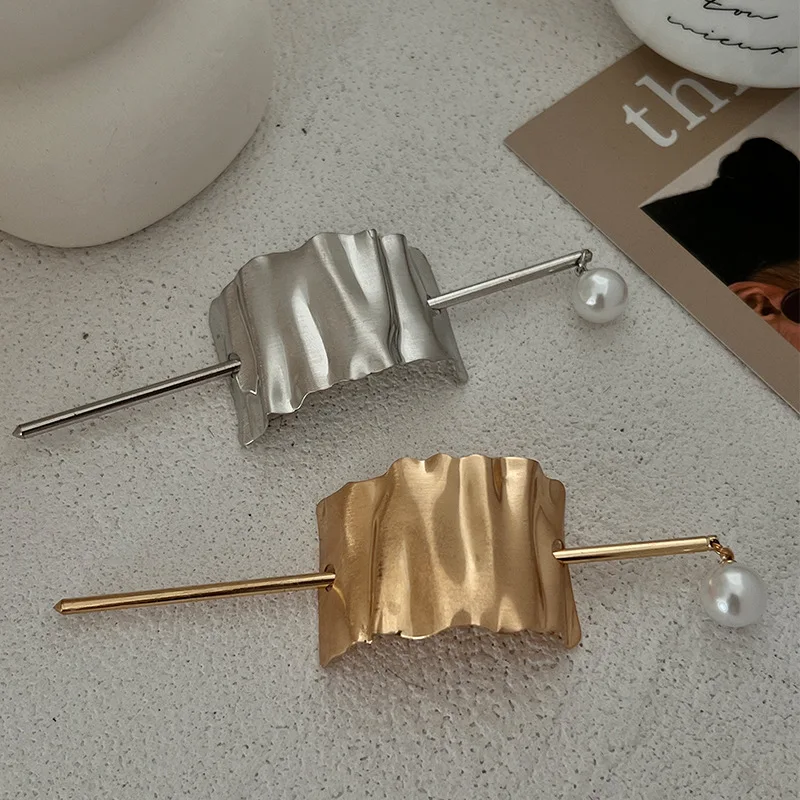 Hair Stick Simulated Pearl Rose Gold Tone Zinc Alloy Large Lightweight Women Bun Headpiece Elegant Retro Irregular Daily