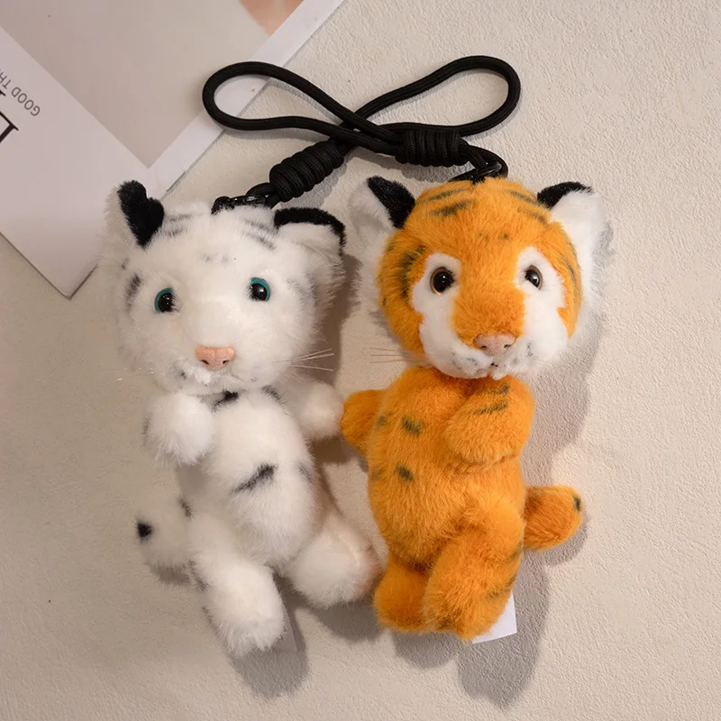 15cm Lifelike Animals Easy To Pull Buckle Plush Pendant Elephant Tiger Raccoon Leopard Stuffed Animal Boy Girl Gift