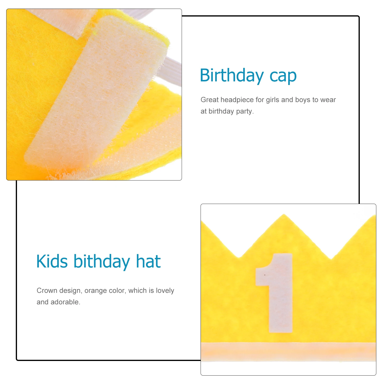 

1Pcs Kids Birthday Hat Orange Cloth Crown Party Headdress Baby Birthday Party Photo Accessory Kids Bithday Hat