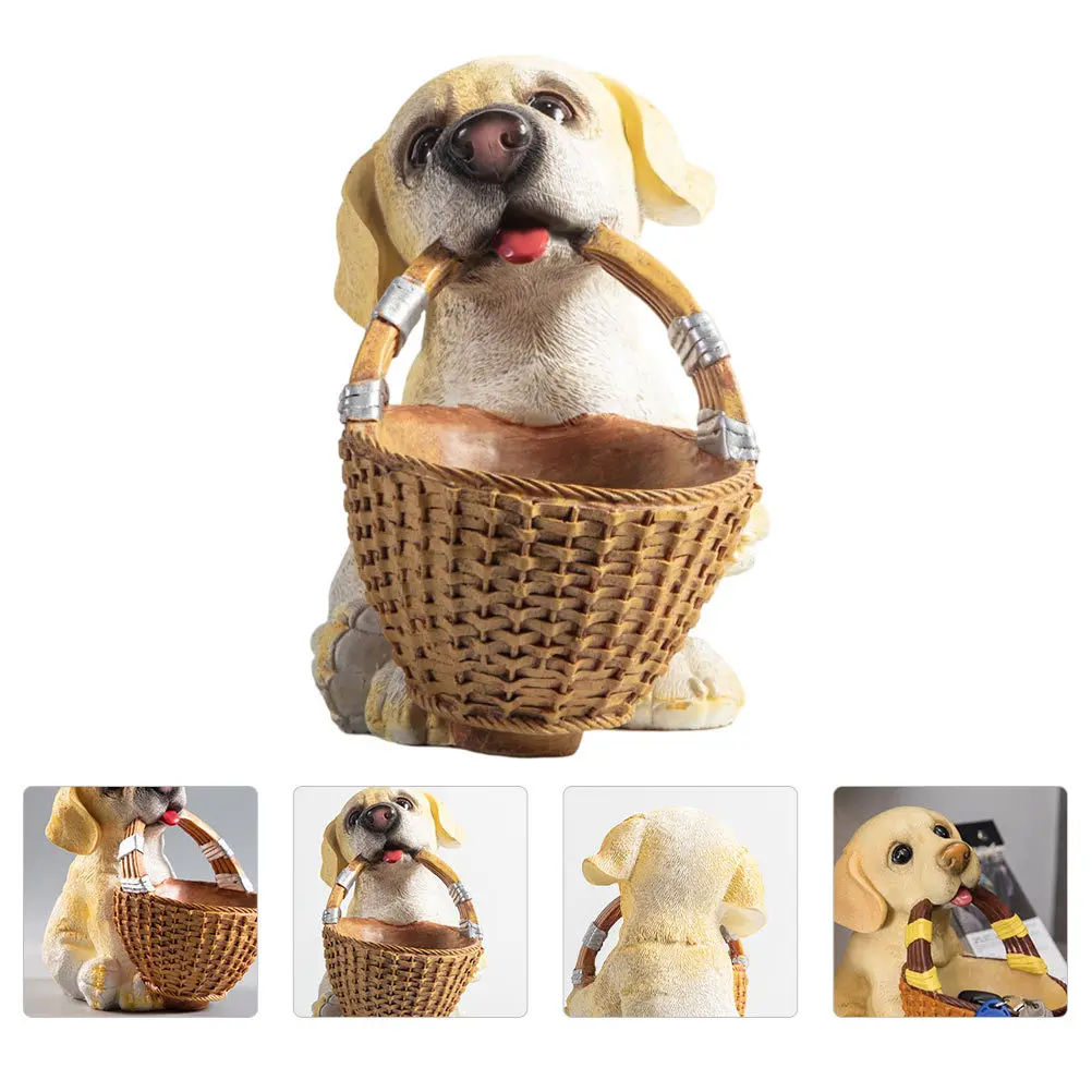 

1pc Cute Dog Resin Storage Box Large Capacity Candy Fruit Holder Desktop Home Decor Entryway Sundries Organizer Resin Craft