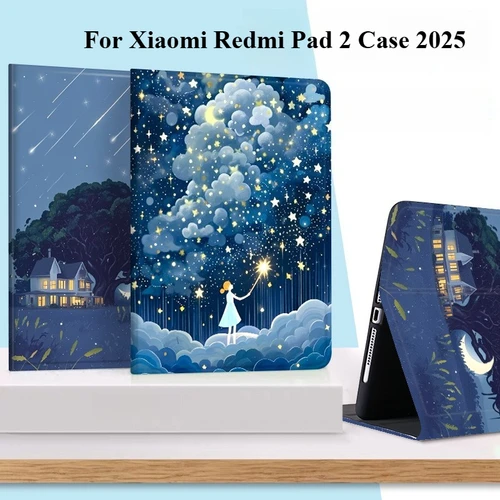 Imagen 1 del producto Funda para Xiaomi Redmi Pad 2 Funda 2025 PU Funda de cuero con tapa de libro de silicona suave TPU Fundas traseras para tableta para Redmi Pad 2 Funda de 11 pulgadas