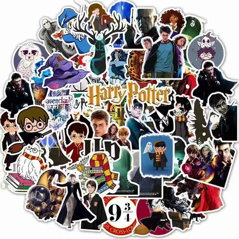 50PCS Classic Movie Harried Sticker Funny Anime impermeabile per telefono Laptop Scrapbook Scooter Potters giocattoli per regalo per bambini