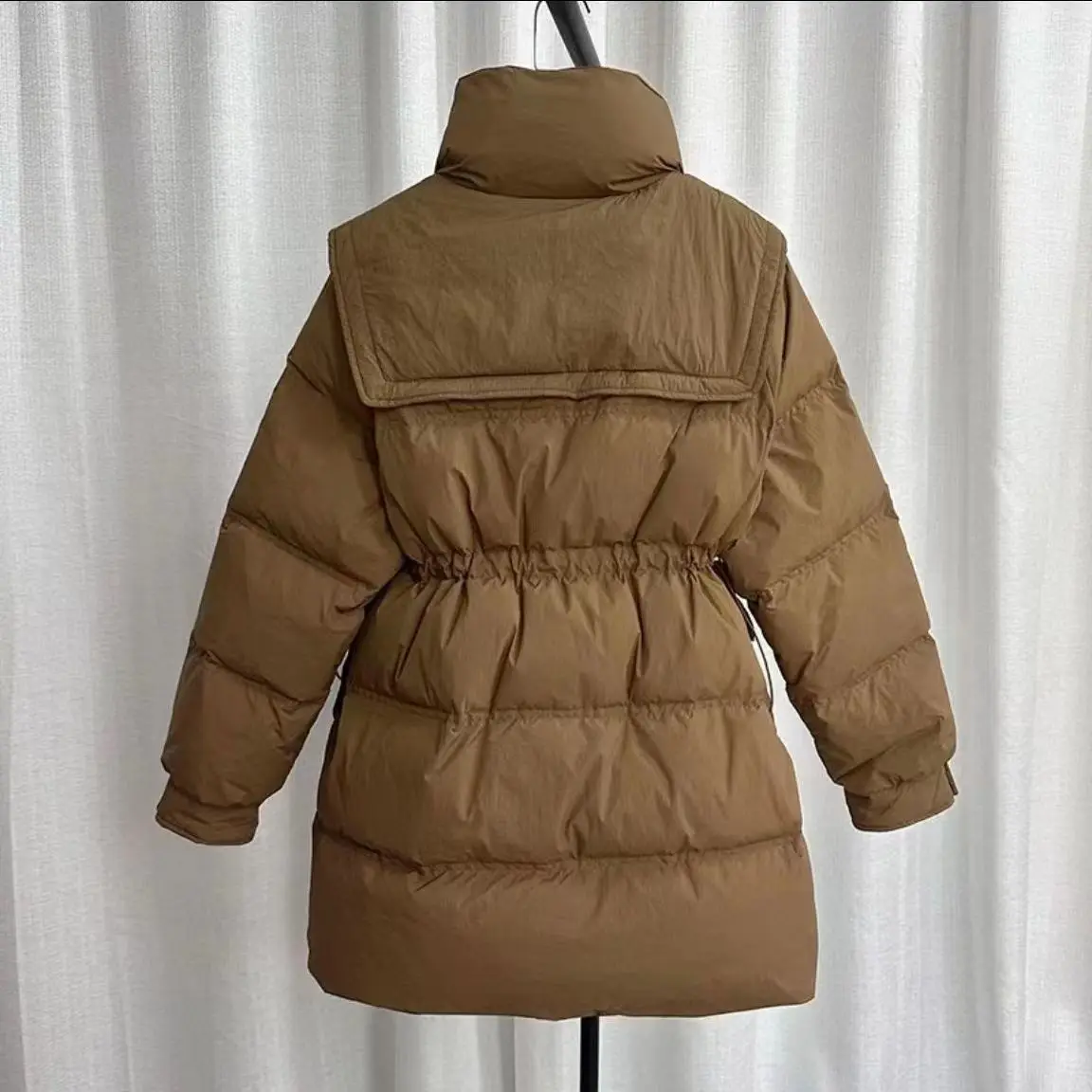 Parkas Womens Parka Coat With Real Fur Fall Corduroy Quilted Detachable-Sleeve Double-Sided Snap-Button High-Low Waistband Solid