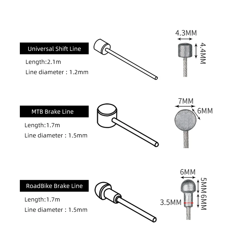 VXM-Fil de câble intérieur en acier inoxydable pour dérailleur, changement de vitesse, frein, vélo de route, VTT, 2100mm, 1700mm, 1550mm, 1100mm, 1