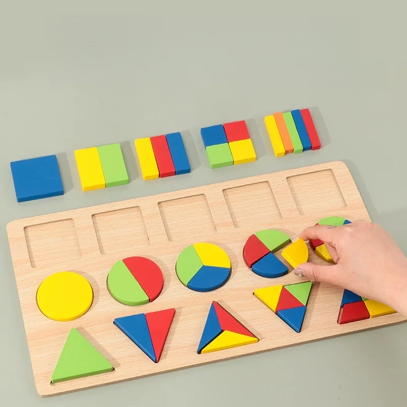 Forme per bambini Puzzle in legno Montessori Tavola geometrica 3D Gioco educativo per l'apprendimento prescolare Giocattolo cognitivo dei colori per bambini