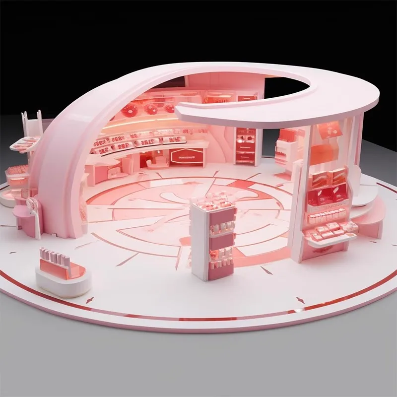 custom.Meichen Duty--Up Display Cabinet Cosmetics & Skin Care Glass & Metal Exhibition Table Showcases Retail St