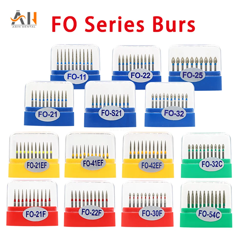 10pcs/Box FO Series Dental High Speed Diamond Burs Dentist Super Coarse Diamond Drills Dental Lab Polishing Tools Dia.1.6mm